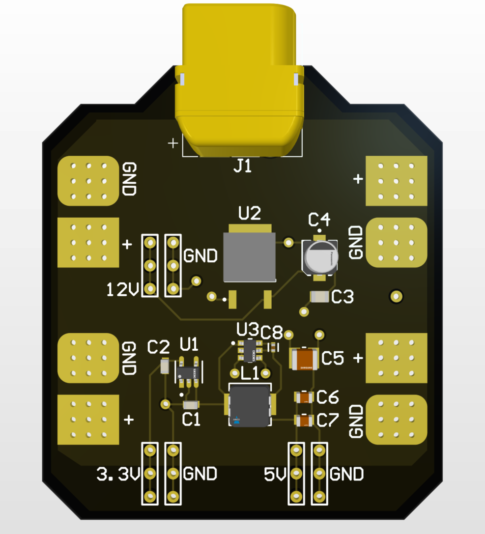 3D render of the power distribution board